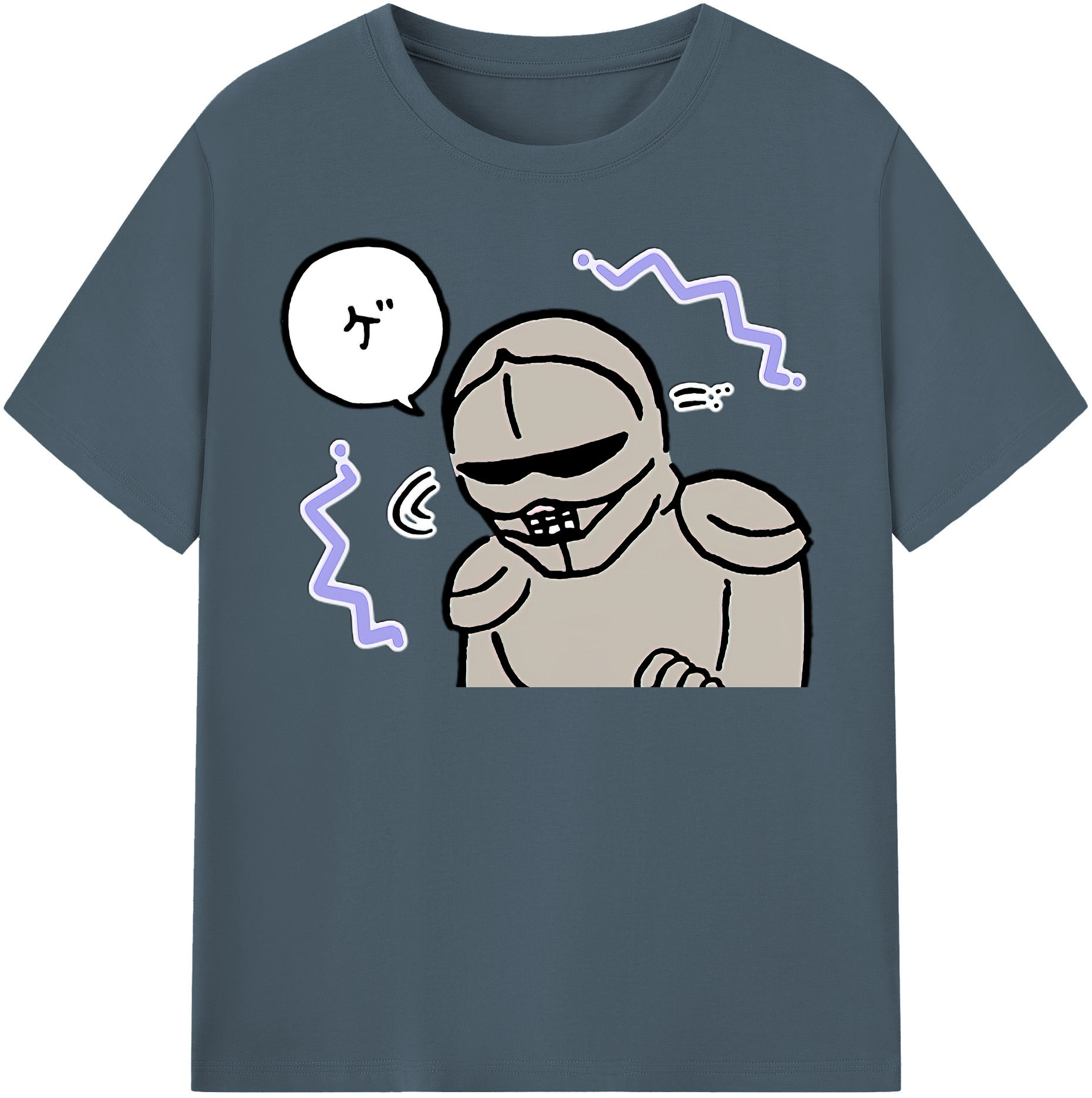 （画像用） ちいかわ 労働の鎧さん Chii-kawa Mr. Armor of Labor 綿100％半袖Tシャツ（フロントプリント）